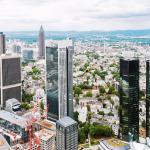 Aerial view at financial district in Frankfurt